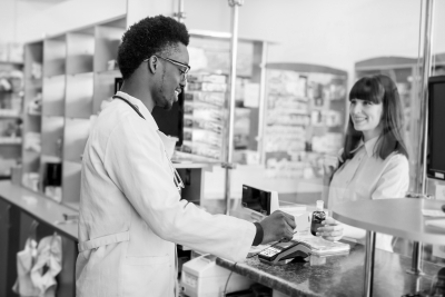woman and a pharmacist